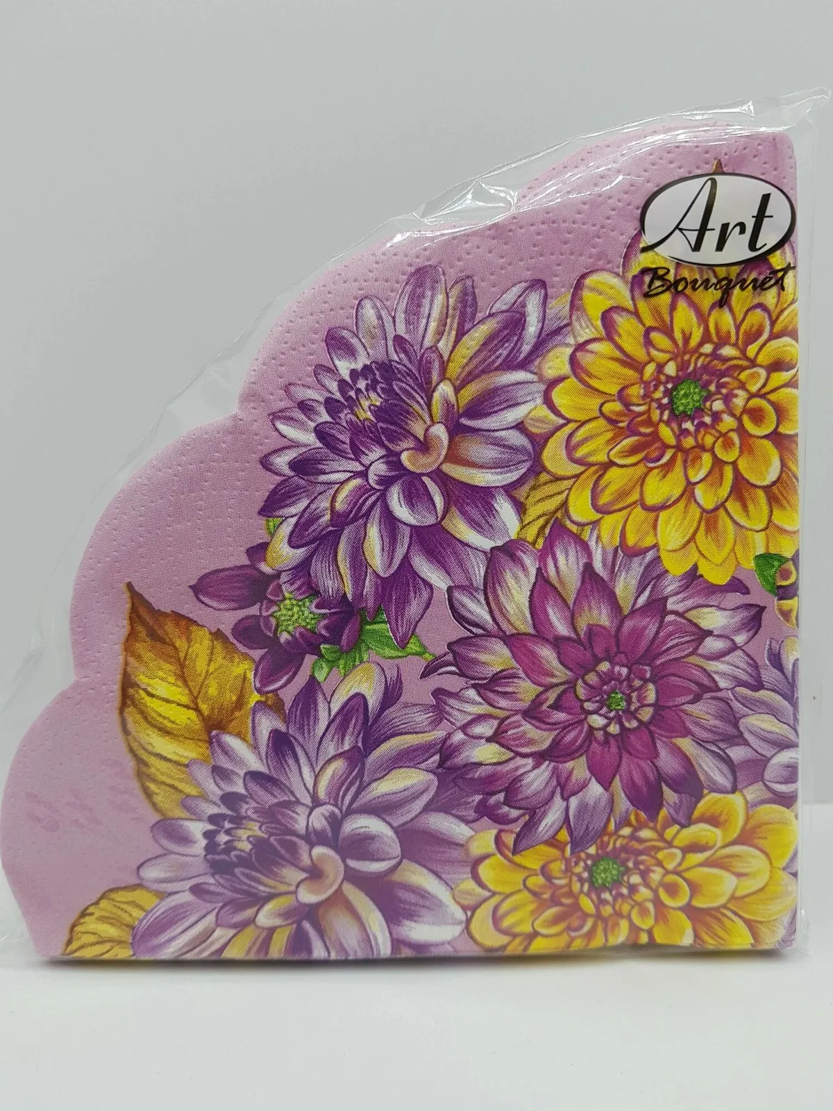 Салфетка Art Bouquet Rondo "Георгины на розовом" Ф32см, 12шт., 3-х слойная