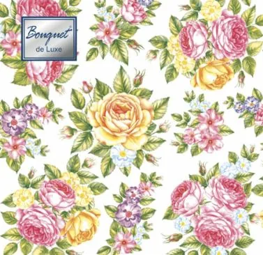 Салфетка Bouquet de Luxe "Поле роз" 24*24см, 25шт., 3-х слойная
