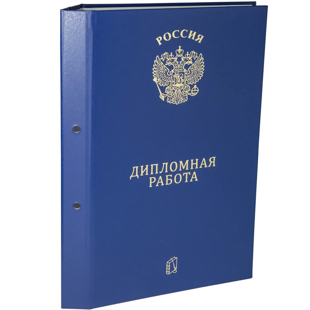 Папка д/дипломных работ А4, без бумаги, НА БОЛТАХ мет., 2отв.,  синяя