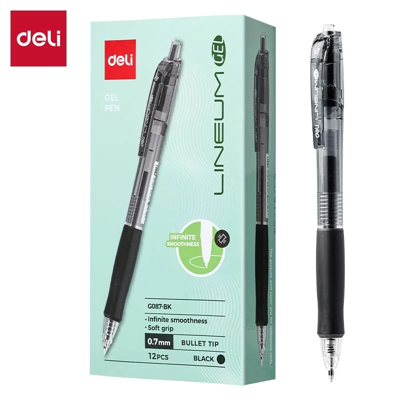 Ручка гелевая  Deli Lineum-gel автомат черная, 0,7мм, рез.манжета