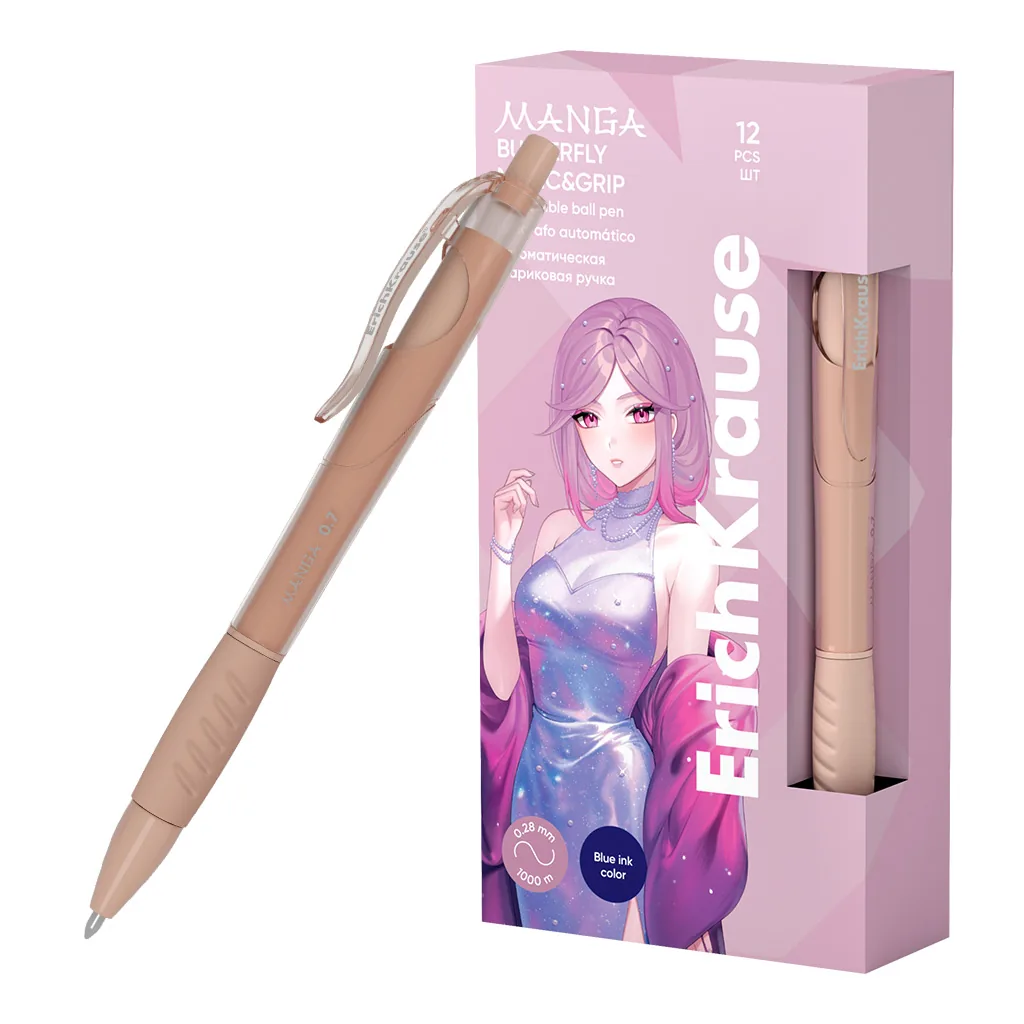 Ручка шар. EK Butterfly Matic;Grip Manga автомат 0,7мм, синяя