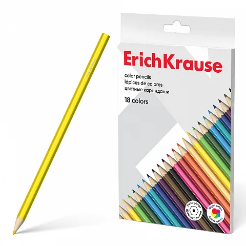 Карандаши цвет. 18цв  Erich Krause,  шестигранные