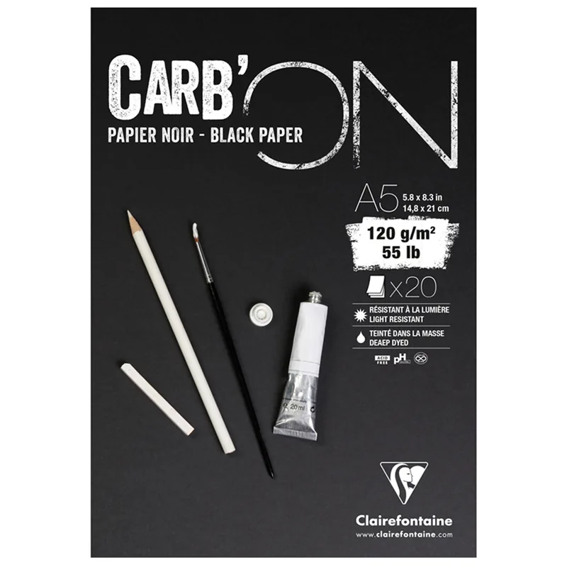 Скетчбук 20л., А5 Clairefontaine на склейке, мелкозер., черный, 120г/м2