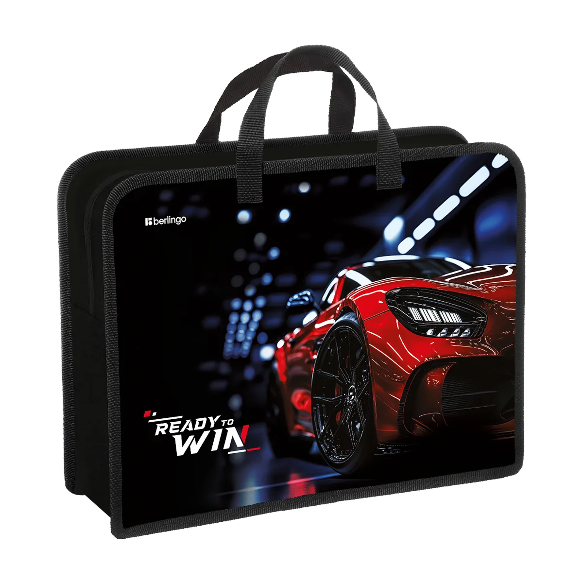 Папка с ручками 1 отделение, А4 Berlingo "Ready to win", 340*245*100мм, пластик, на молнии