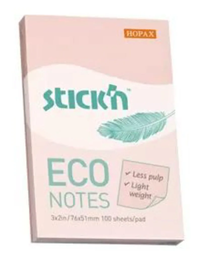 Бумага с липким краем (51*76мм) 100л, розовый, ПАСТЕЛЬ, ECO