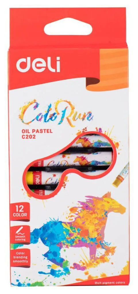 Пастель масляная Deli ColoRun 12цв, картон.кор./европод.