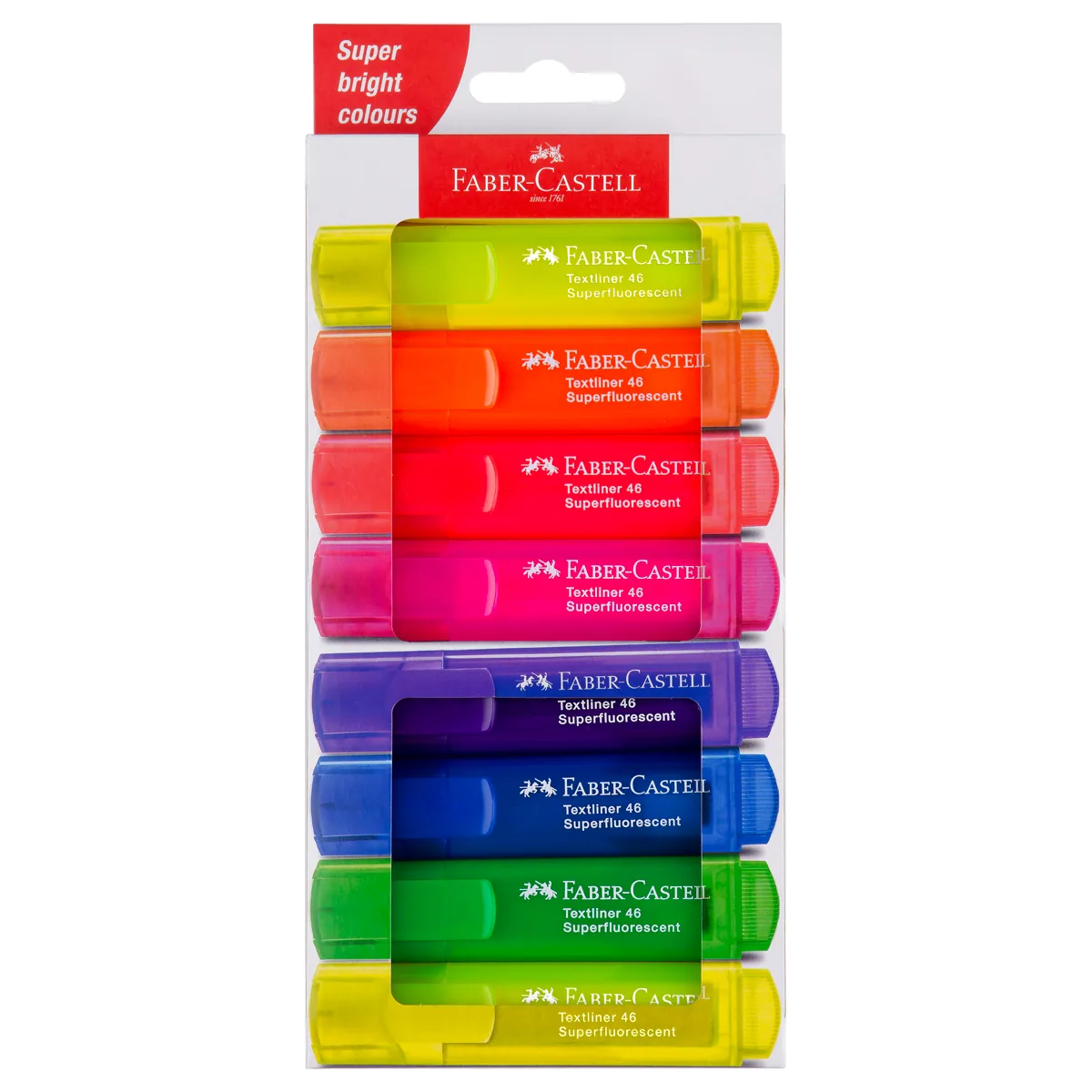 Набор текстовыделителей Faber-Castell "46 Superfluorescent" 7 флуоресцентных цв., 8шт., 1-5мм, картон. уп.