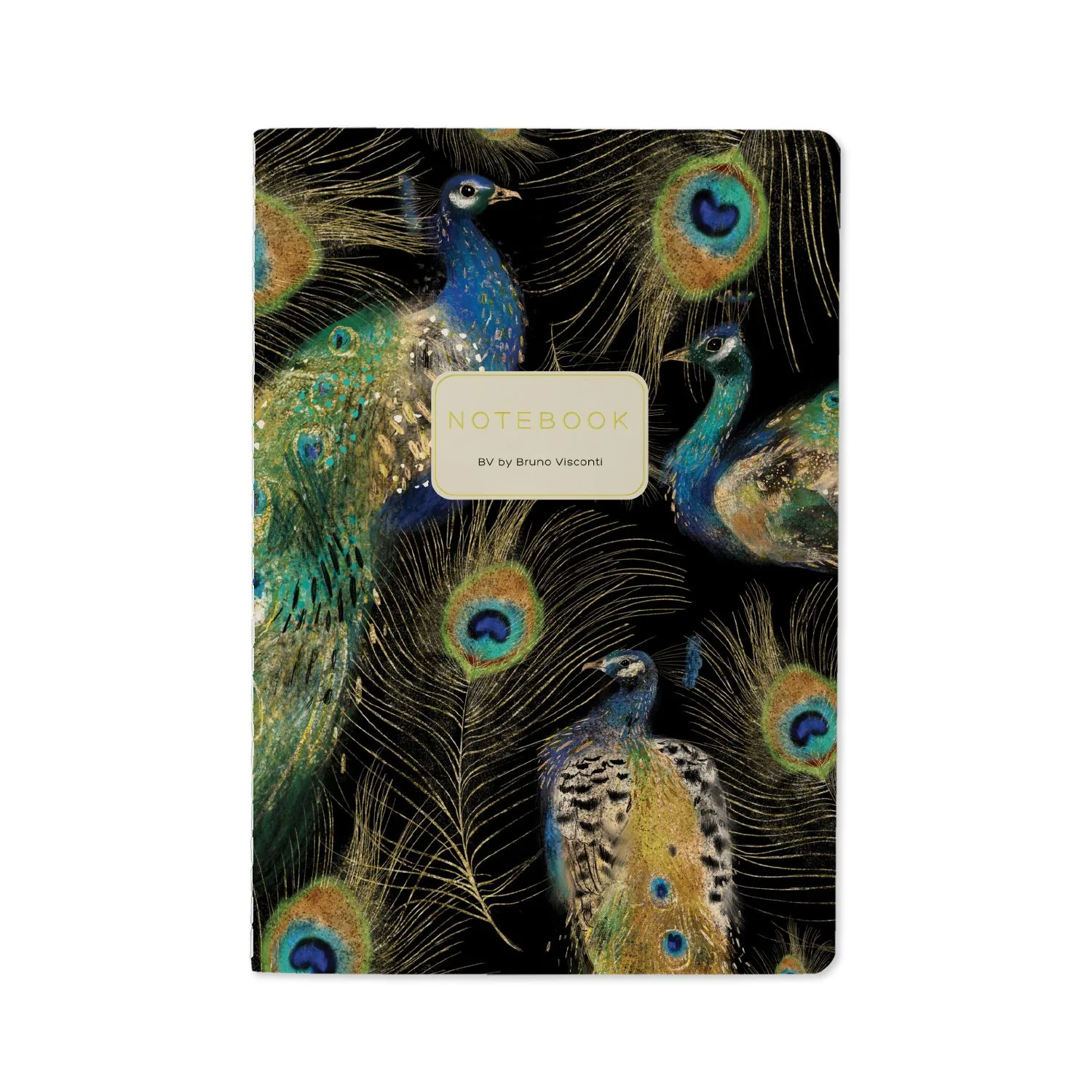 Записная книжка А5  40л. картон, сшивка "Fauna. Павлины" лин., софт-тач, фольга