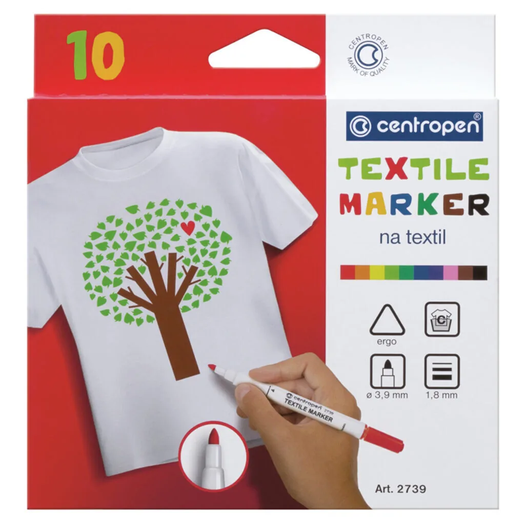 Маркеры по ткани 10цв "Centropen textil", картон.уп-ка