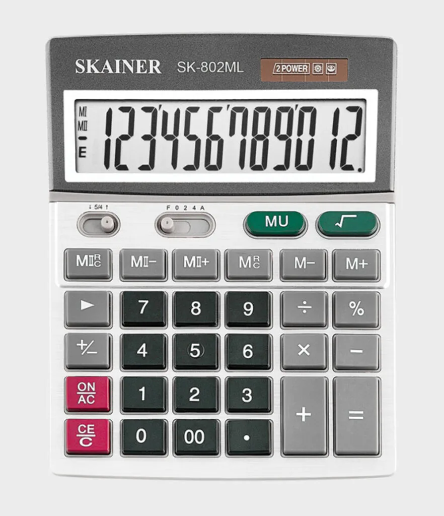 Калькулятор  12 разр. Skainer  настольный, проф., двойное питание, черный SK-802ML