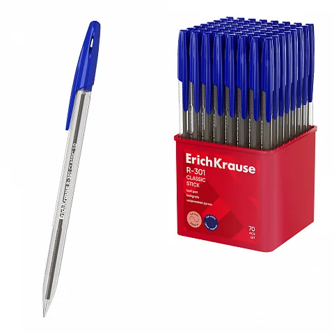 Ручка шар. EK R-301 Stick Classic 1,0мм, синяя, в пласт.стакане