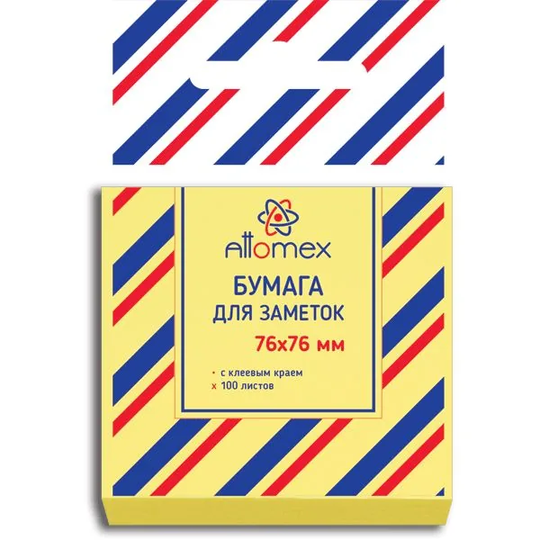 Бумага с липким краем (76*76мм)  100л, желтая, 60г/м2