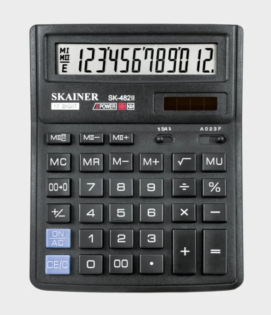 Калькулятор  12 разр. Skainer  настольный, двойное питание, черный SK-482II  (SDC-382)