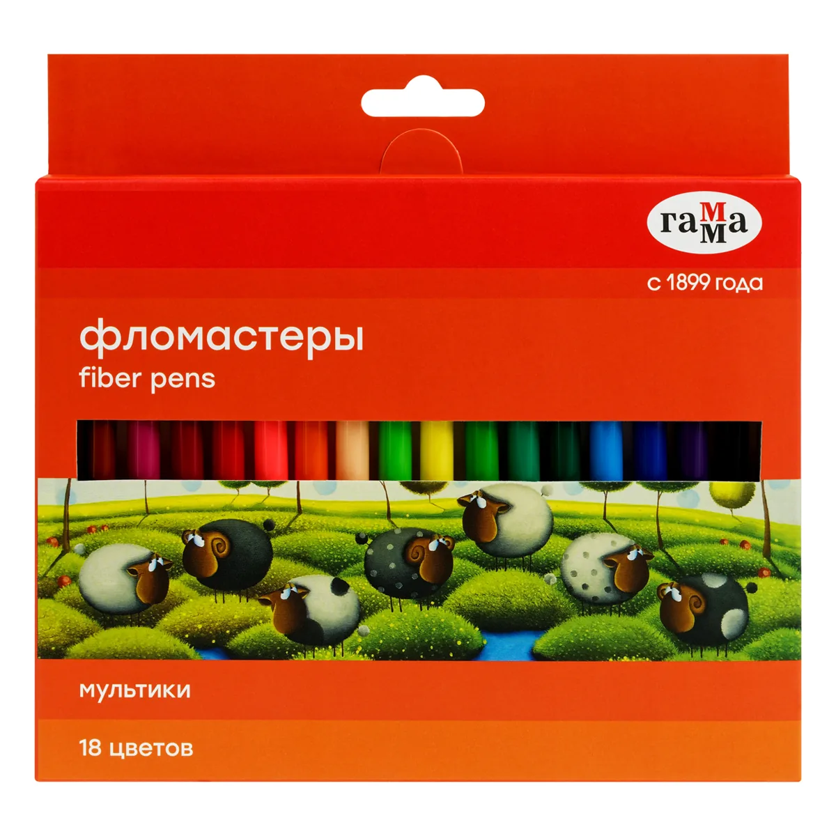 Фломастеры Гамма "Мультики", 18цв., смываемые, картон. упак., европодвес