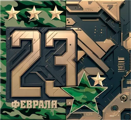 Мини-открытка 16*7см "23 февраля"