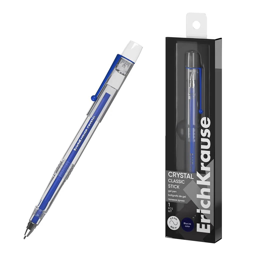 Ручка гелевая EК Crystal Stick Classic синяя 0,5мм