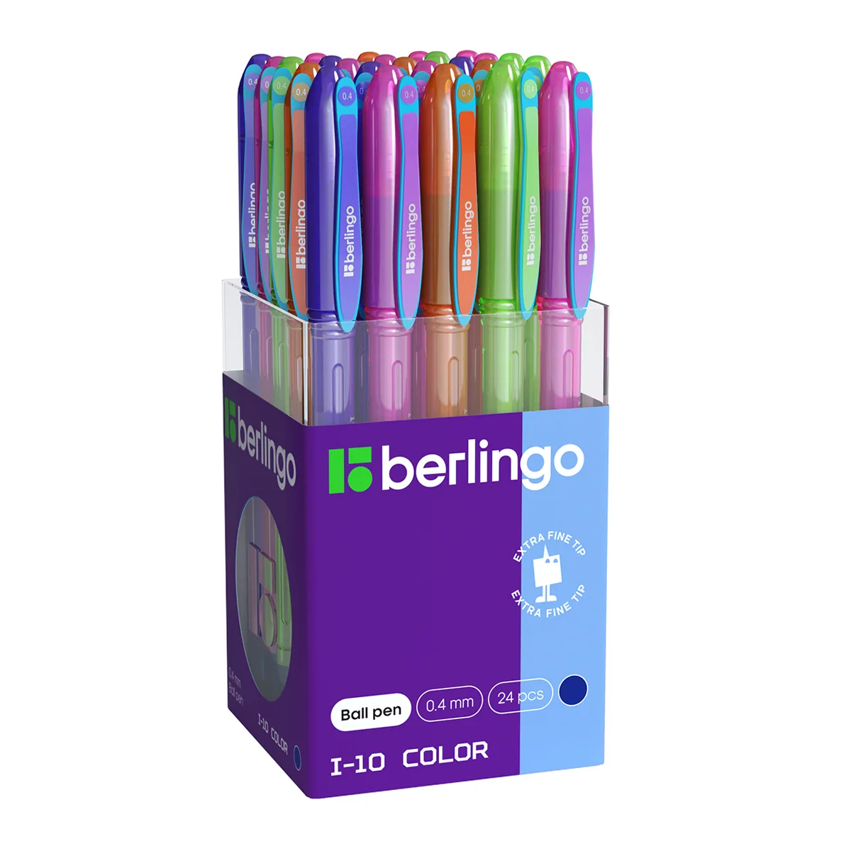 Ручка шариковая Berlingo "I-10 Color" синяя, 0,4мм, корпус ассорти