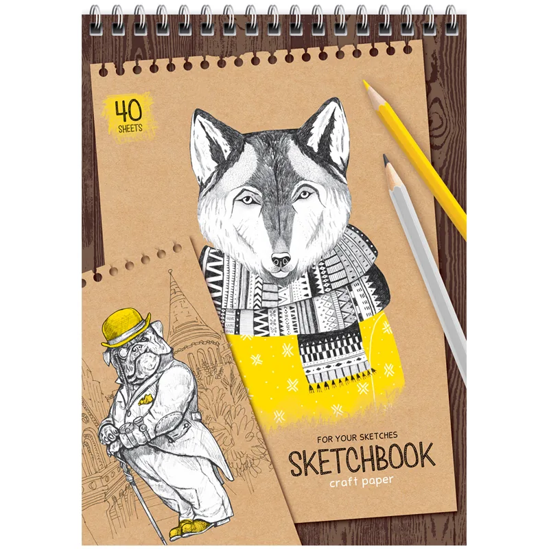 Скетчбук 40л., А5 ArtSpace "Крафт", на гребне, крафт, 80г/м2