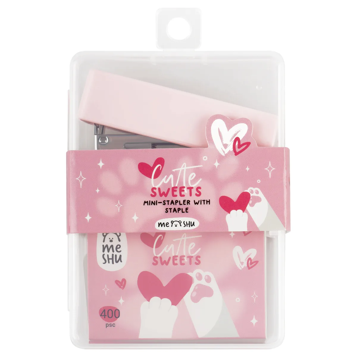 Набор MESHU "Cute sweets": мини-степлер №24/6 до 20л.; скобы №24/6; пластиковый бокс