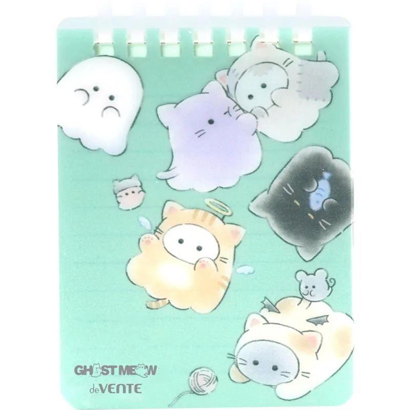 Блокнот А7  80л. "Ghost Meow", лин., пласт.обл.спираль