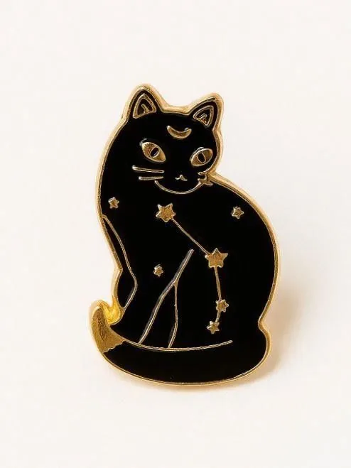 Значок металлический 35мм "Moon cat"