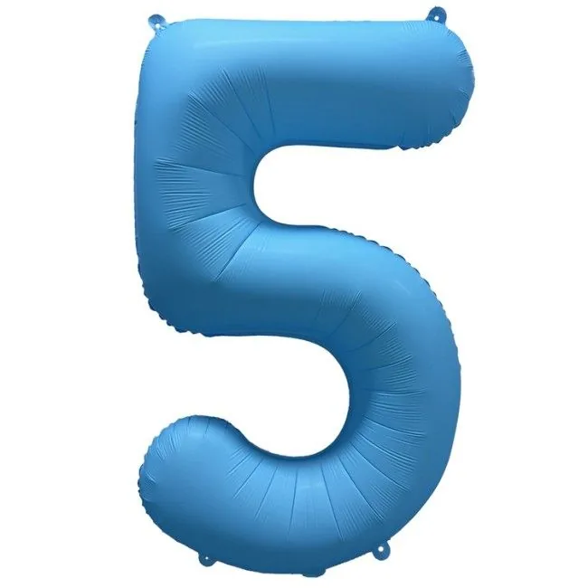 Шар фольга 40" "Цифра 5" Неон Blue