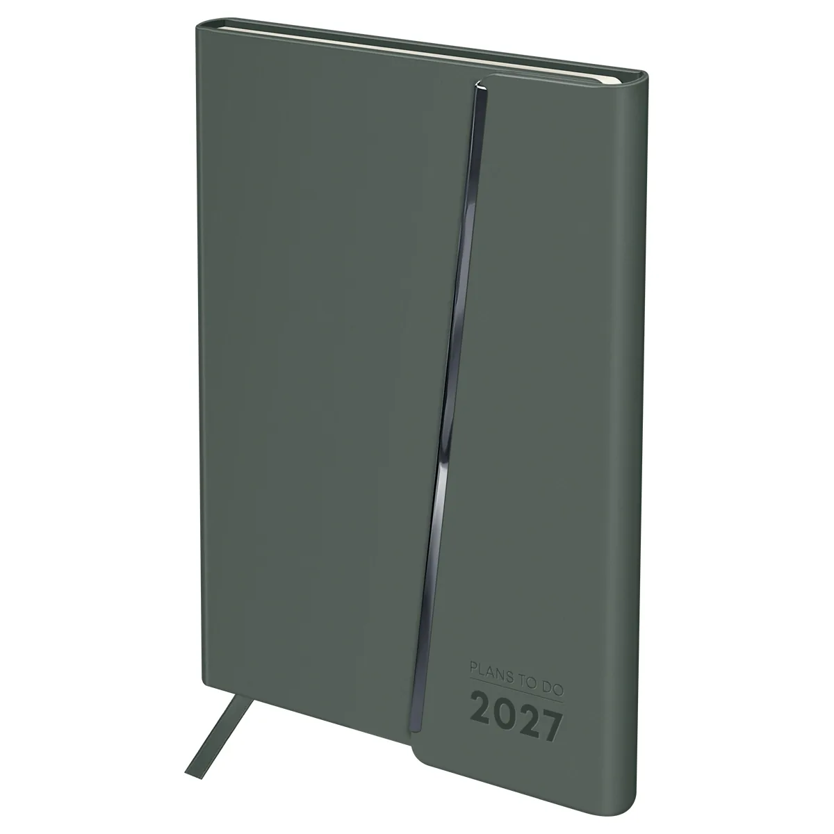 Ежедневник датированный 2027г., А5, 176л., твердый переплет, кожзам Soft touch, BG "Magnet. Grey", серый, магнитный клапан
