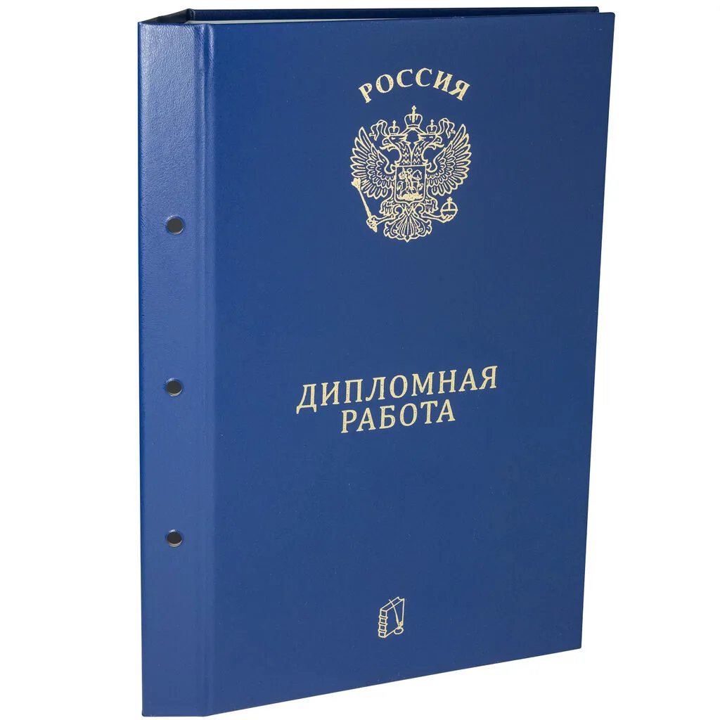 Папка д/дипломных работ А4, без бумаги, НА БОЛТАХ мет., 3отв.,  синяя