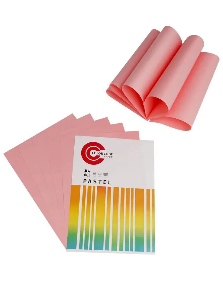 Бумага А4 цветная  50л Color Code ПАСТЕЛЬ, розовая