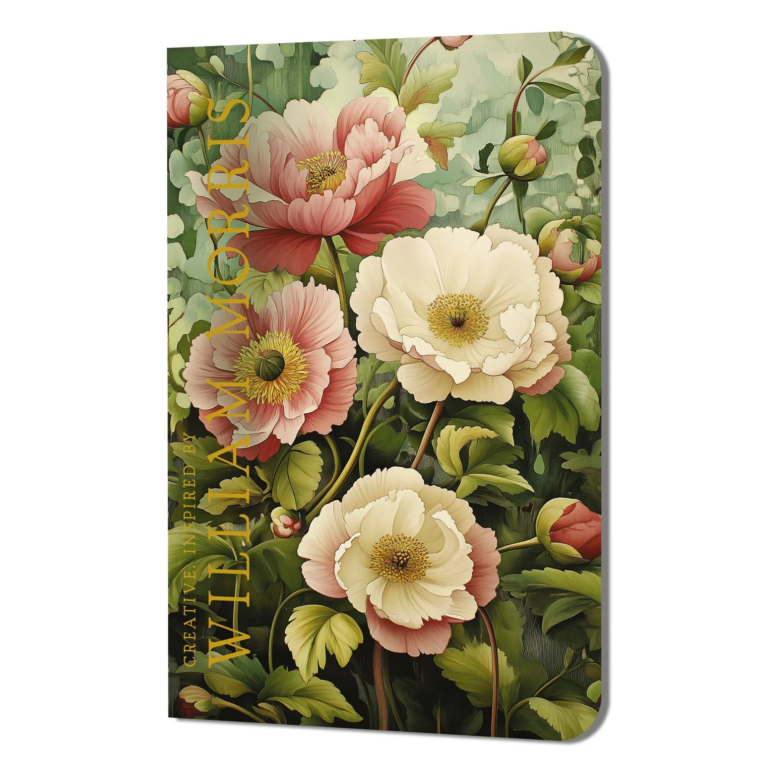 Записная книжка 130*210мм  32л. картон, скоба "Creative. Inspired by William Morris. Пионы" лин.