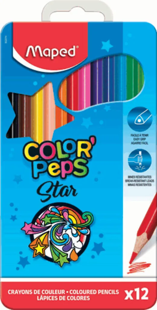 Карандаши цвет. 12цв  Maped Color Peps трехгранные, ударопрочные, метал.упак.