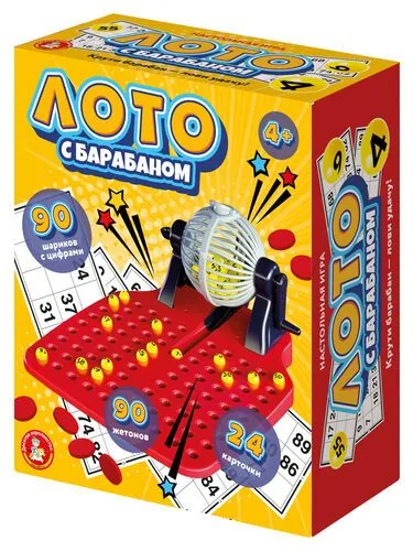 Игра настольная "Лото" с барабаном 4+