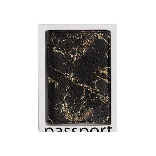 Обложка для паспорта кожзам "Carrara. Black"