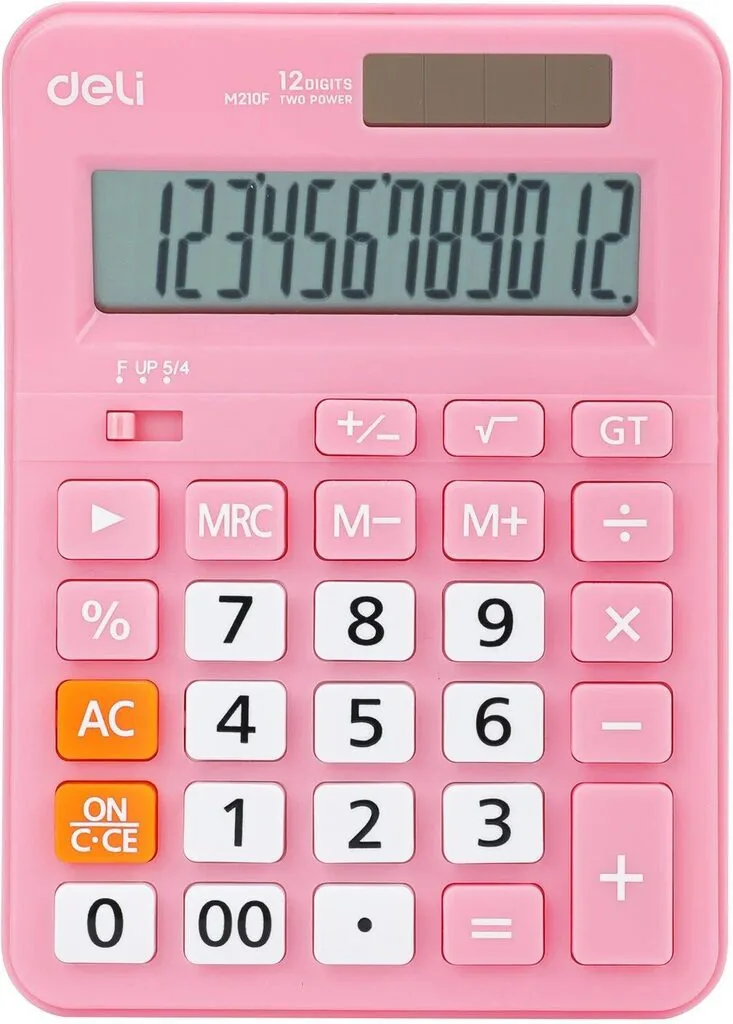 Калькулятор  12 разр. Deli  настольный, розовый EM210F