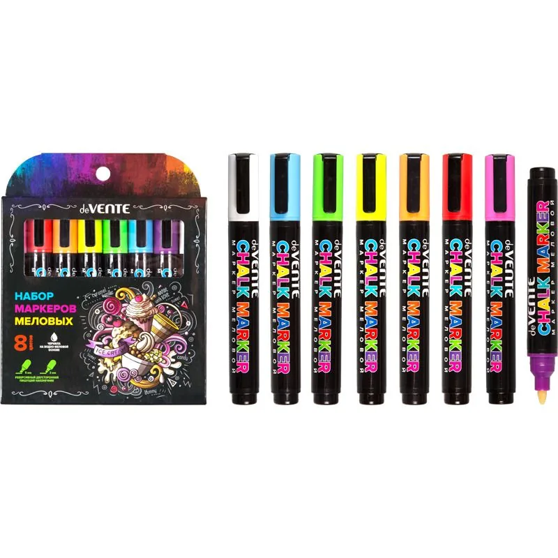 Набор маркеров меловых "Chalk Creative" 8цв. 3-5мм, двухсторон. сменный наконечник