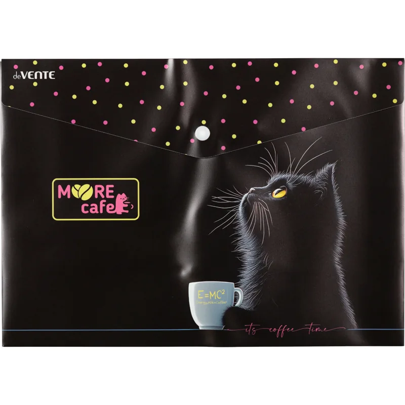 Конверт на кнопке  с рисунком А4 MooreCafe, 0,18мм, непрозрачная