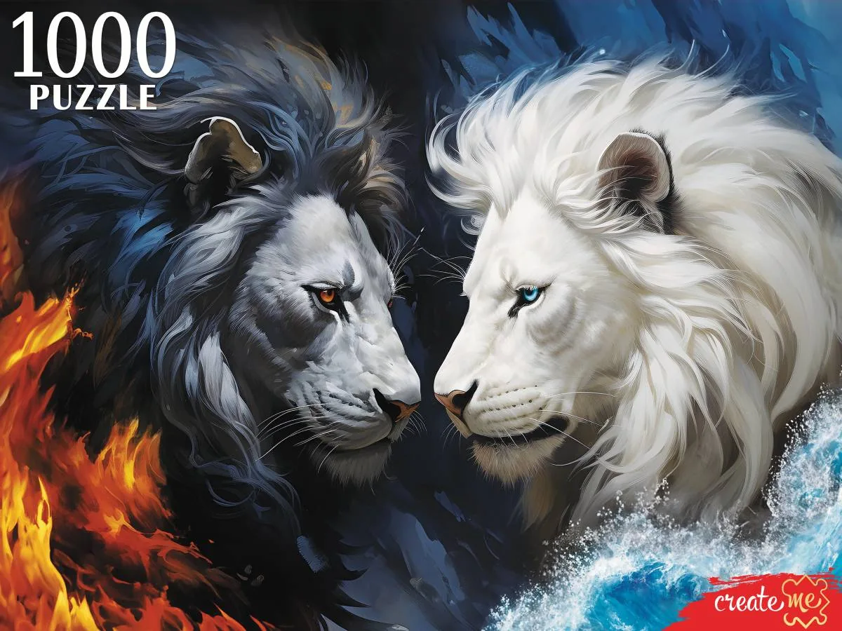 Пазлы 1000 элементов  670*470мм. "Черный и белый лев"