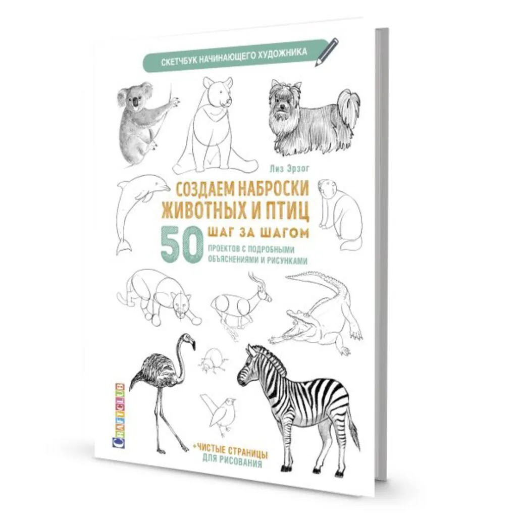 Скетчбук А4  32л., скоба, 210гр/м2 "Создаем наброски животных и птиц шаг за шагом. Зебра"