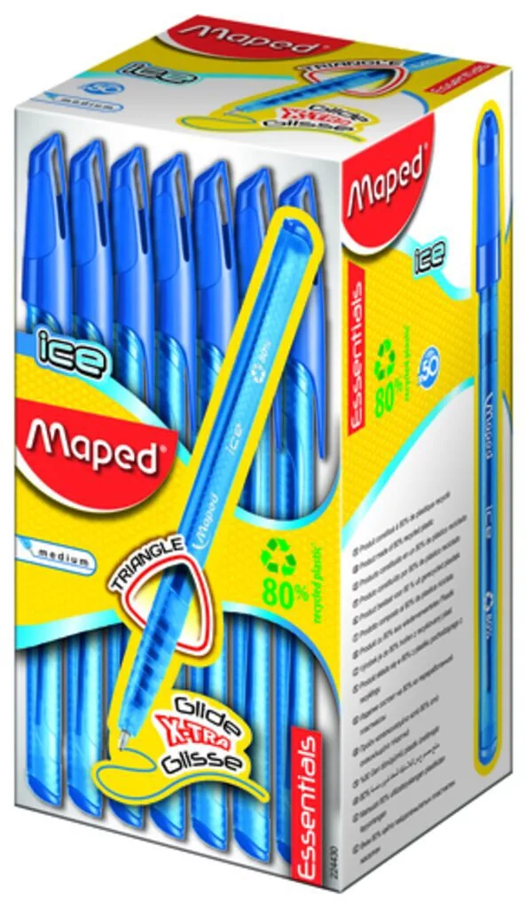Ручка шар. MAPED GREEN ICE 0,6мм, треуг.полупрозр.корп.под карбон, синяя