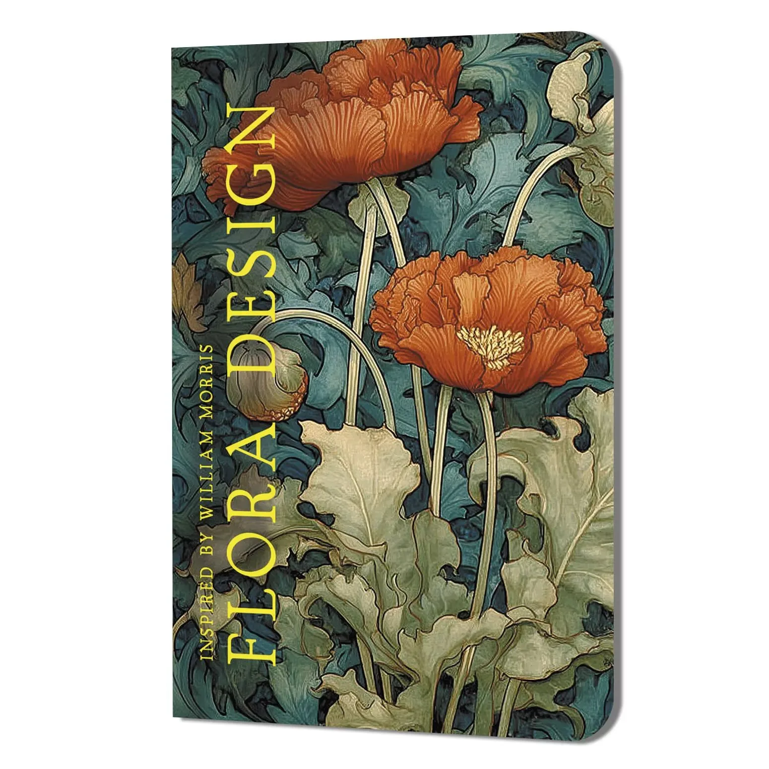 Записная книжка А5  32л. картон, скоба "FLORA DESIGN. Inspired by William Morris. Красные маки" лин.