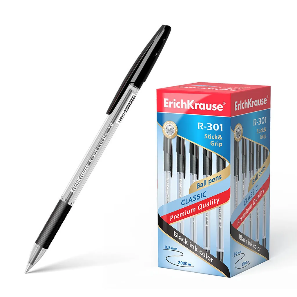 Ручка шар. ЕК R-301 Stick&Grip Classic чёрная, 1мм