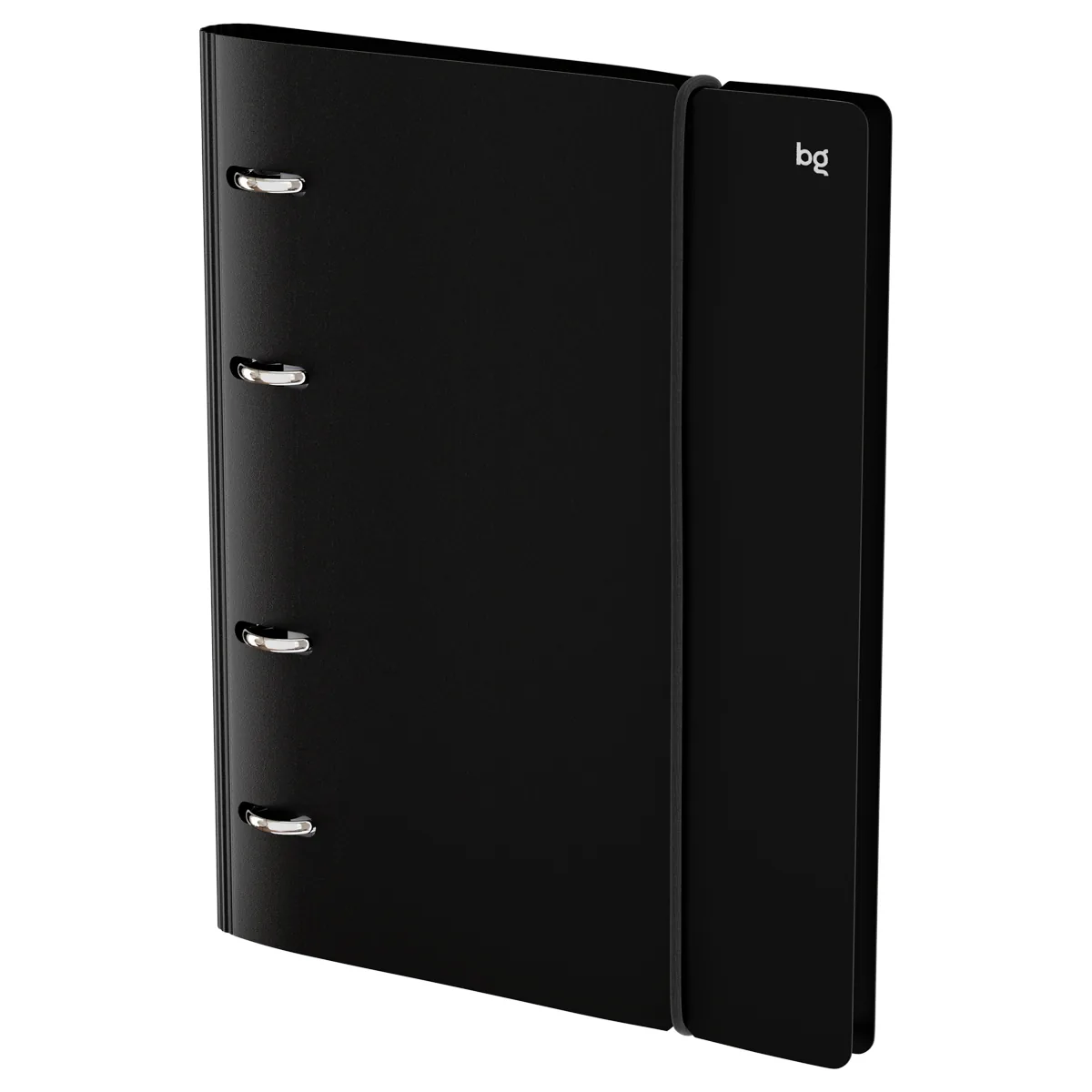 Тетрадь на кольцах А5, 120л., BG "База", пластиковая обложка, черный, с резинкой
