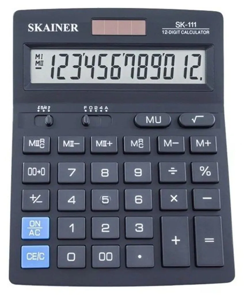 Калькулятор  12 разр. Skainer  настольный, двойное питание, черный SK-111